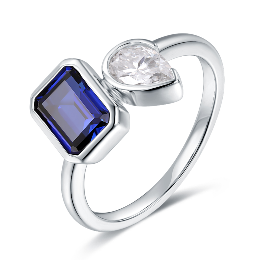 培育蓝宝石【孤品】银S925蓝宝石戒指2ct左右 JSWL112910
