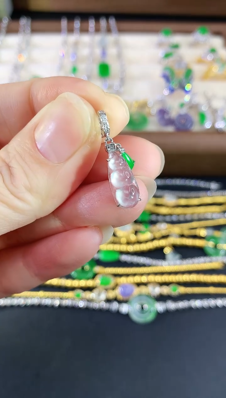 吊坠(不含链)18K金镶嵌翡翠183|3500