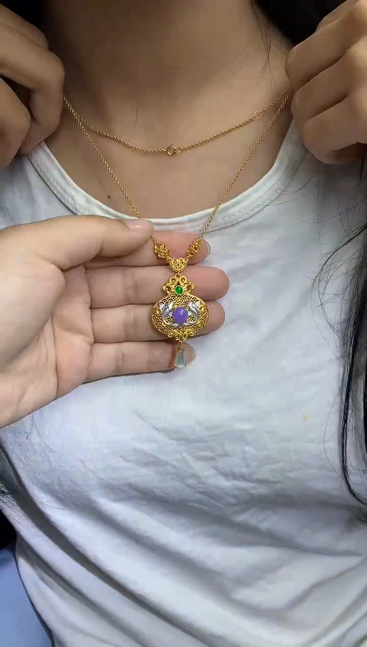 翡翠18K金镶嵌颈饰564-春日珠宝