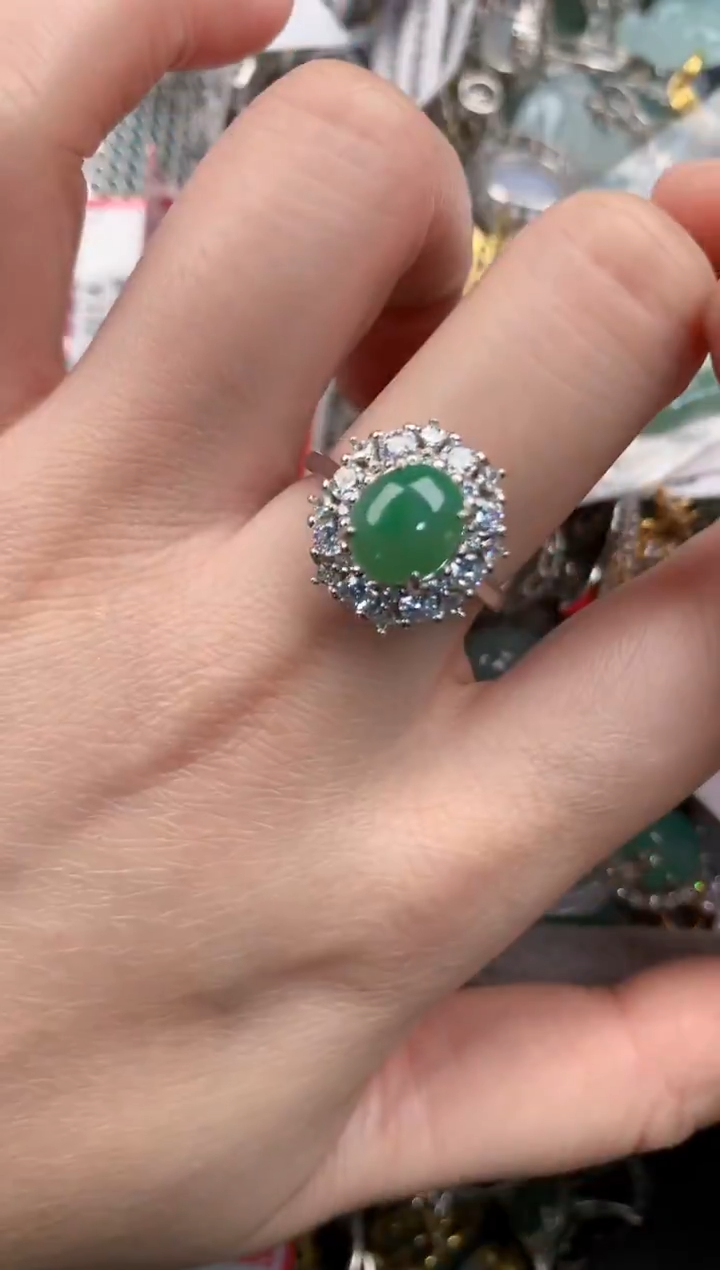 银S925镶嵌戒指翡翠44--10