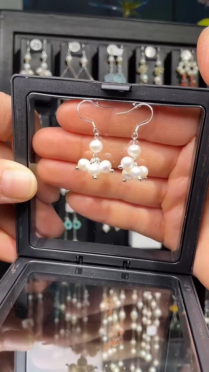 银S925镶嵌耳饰淡水珍珠?****⁹爱痴豆豆