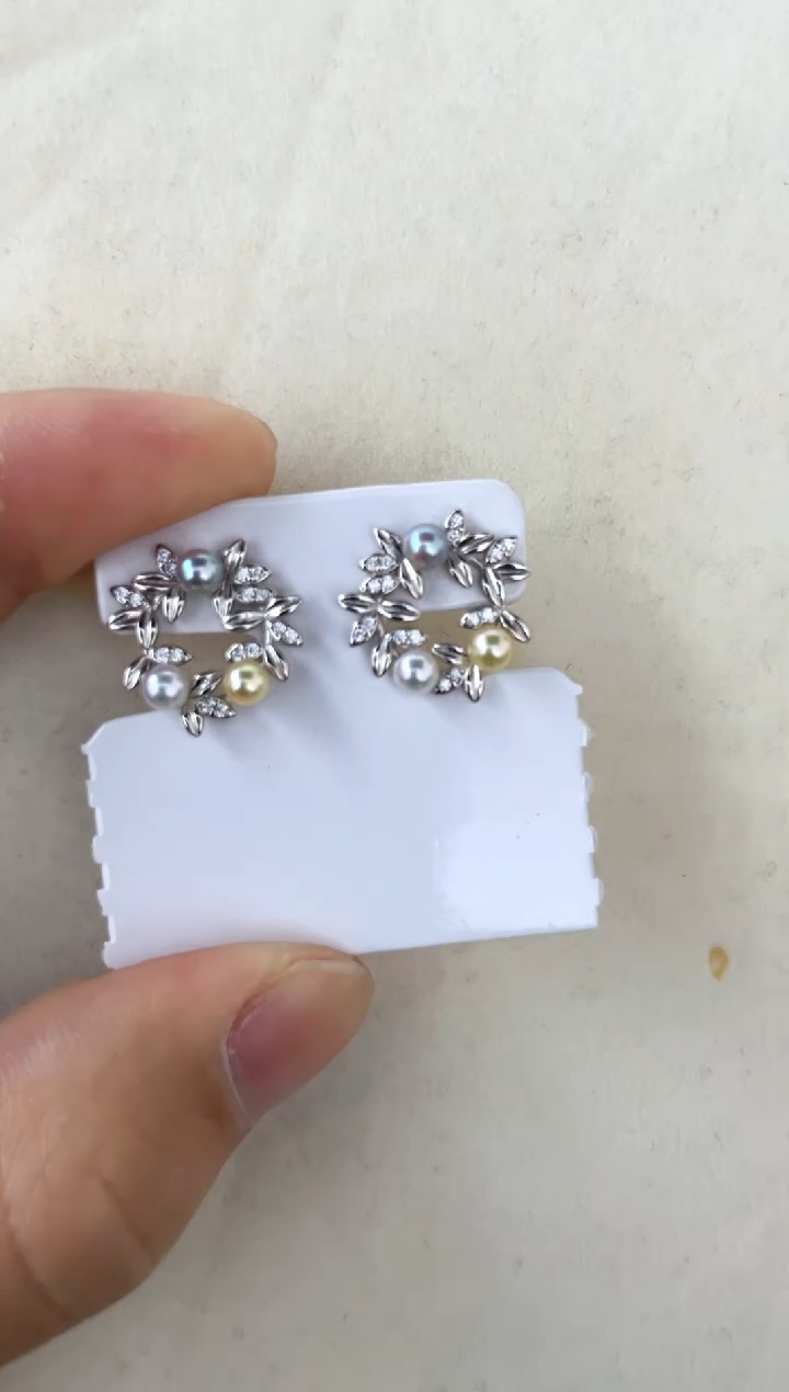 【闪购商品】海水珍珠耳饰银S925镶嵌耳钉