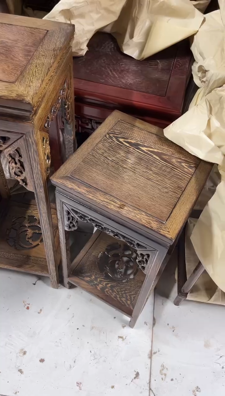 木紫*歌处理款鸡翅木花架30*30*60