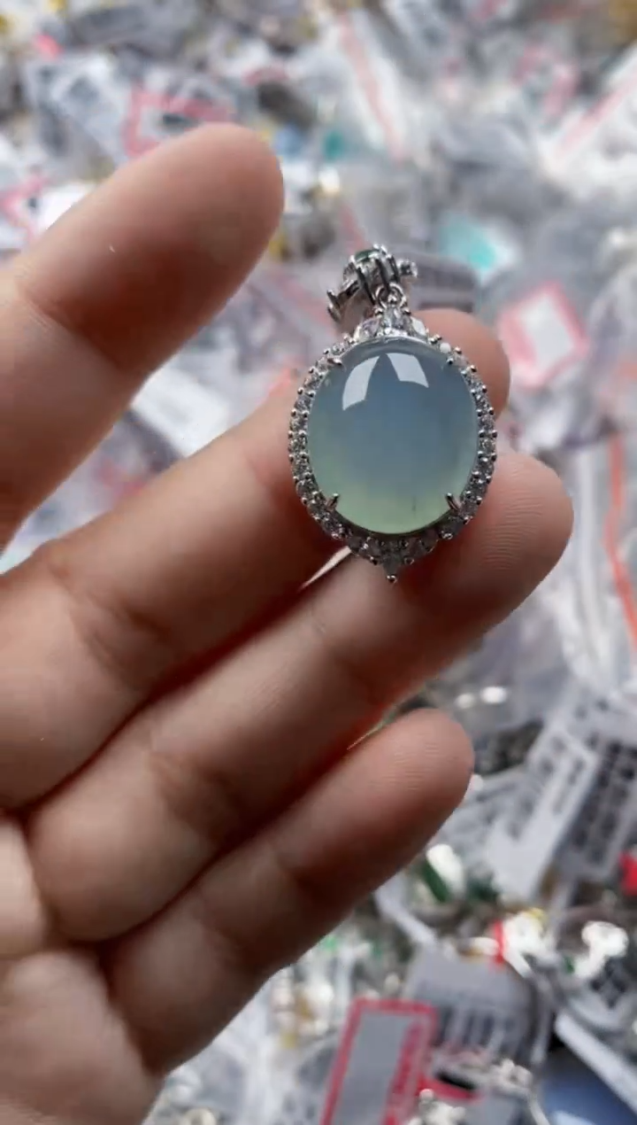 翡翠戒指银S925镶嵌333     2