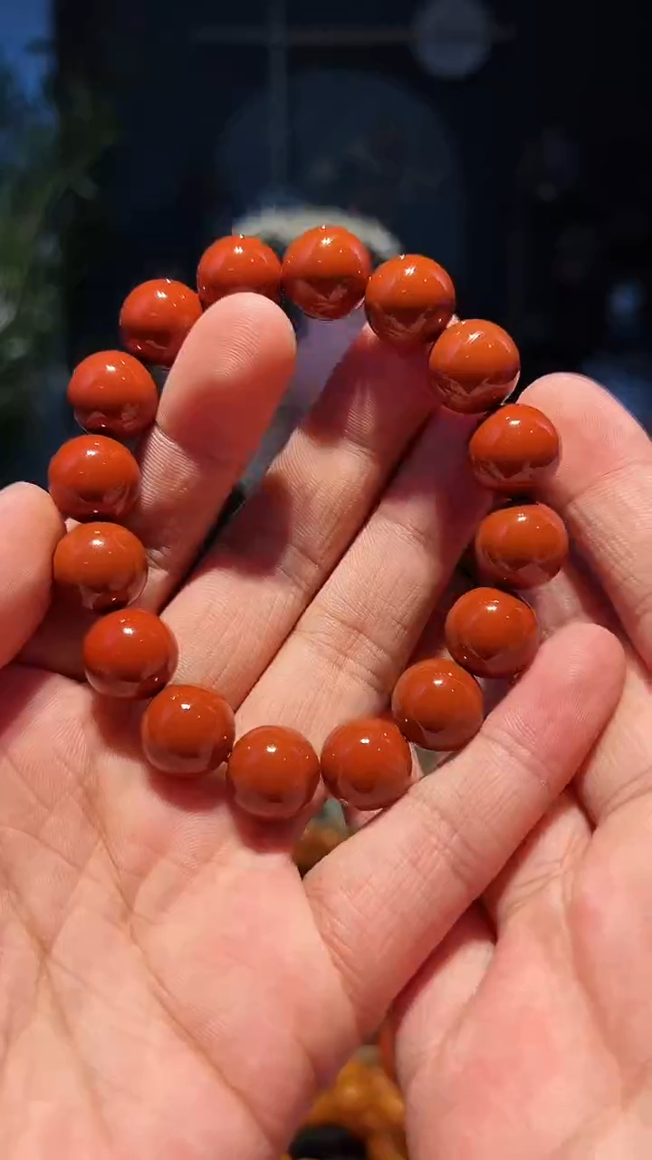 【闪购商品】南红玛瑙手串未镶嵌13+精圆朱红
