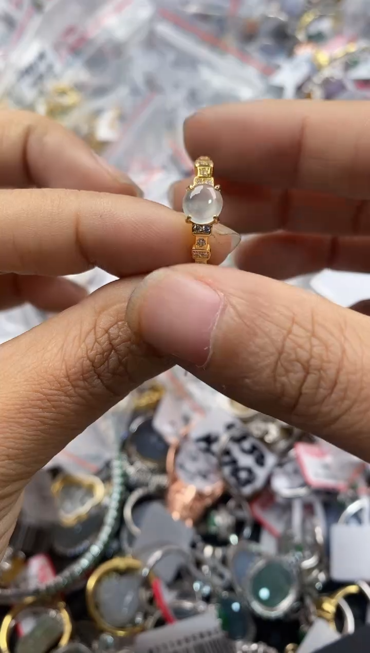 银S925镶嵌戒指翡翠1010---9