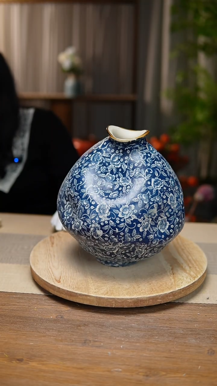 【闪购商品】陶瓷花器青花瓷芙蓉花大肚