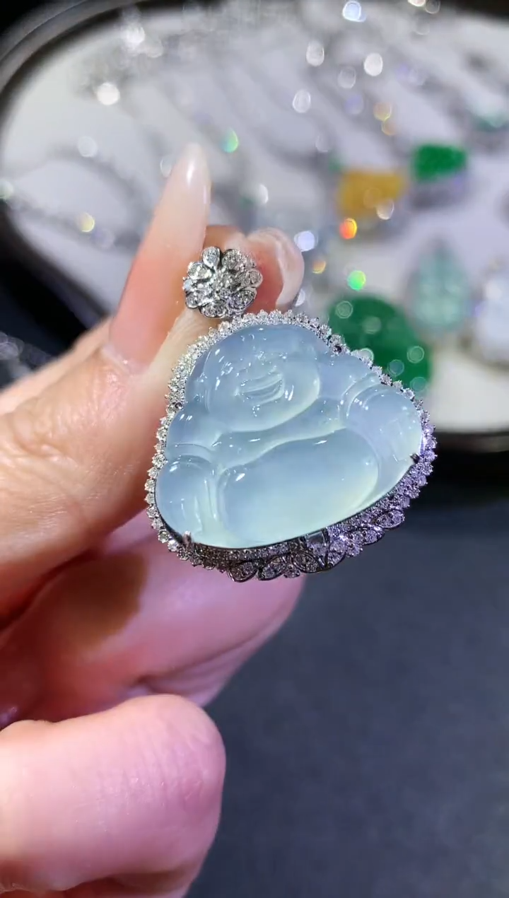 【闪购商品】翡翠吊坠(不含链)18K金镶嵌99-佛公（多样性发货一件