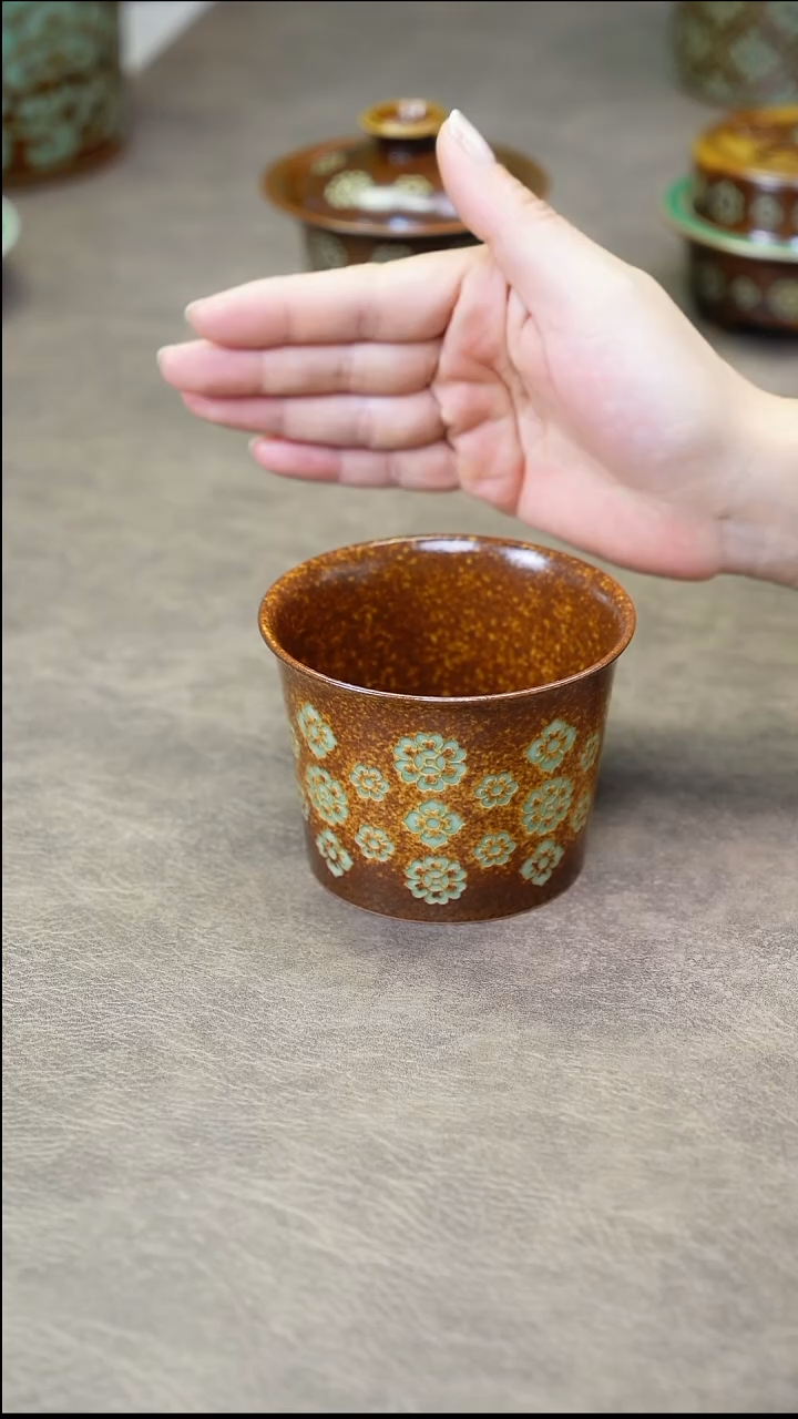 龙泉青瓷宝相手工可乐杯