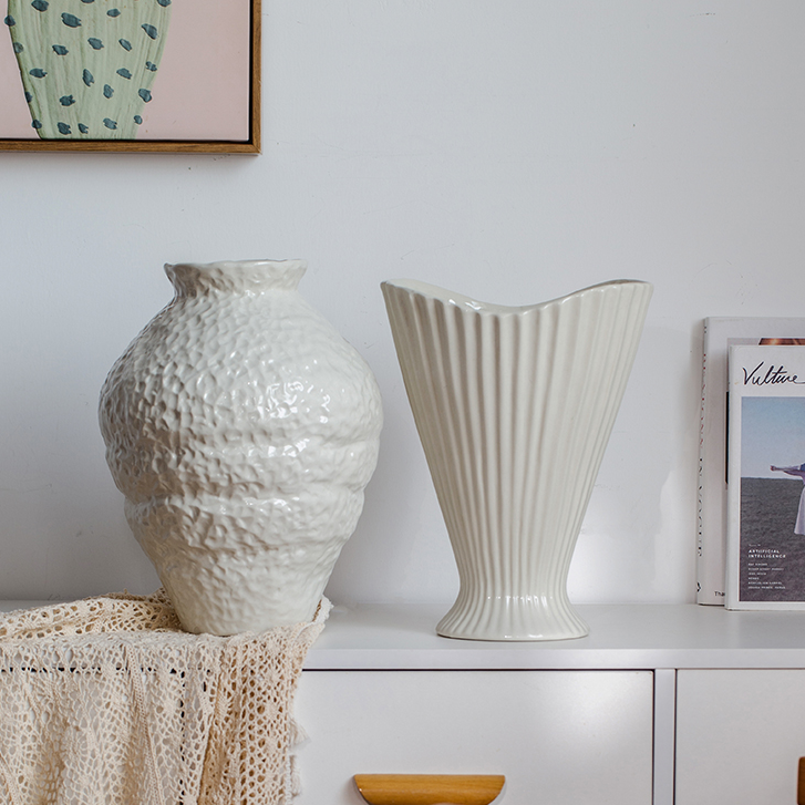 景德镇酒店简约花器轻奢装饰小众新中式丹麦大贝壳花瓶花瓶陶瓷