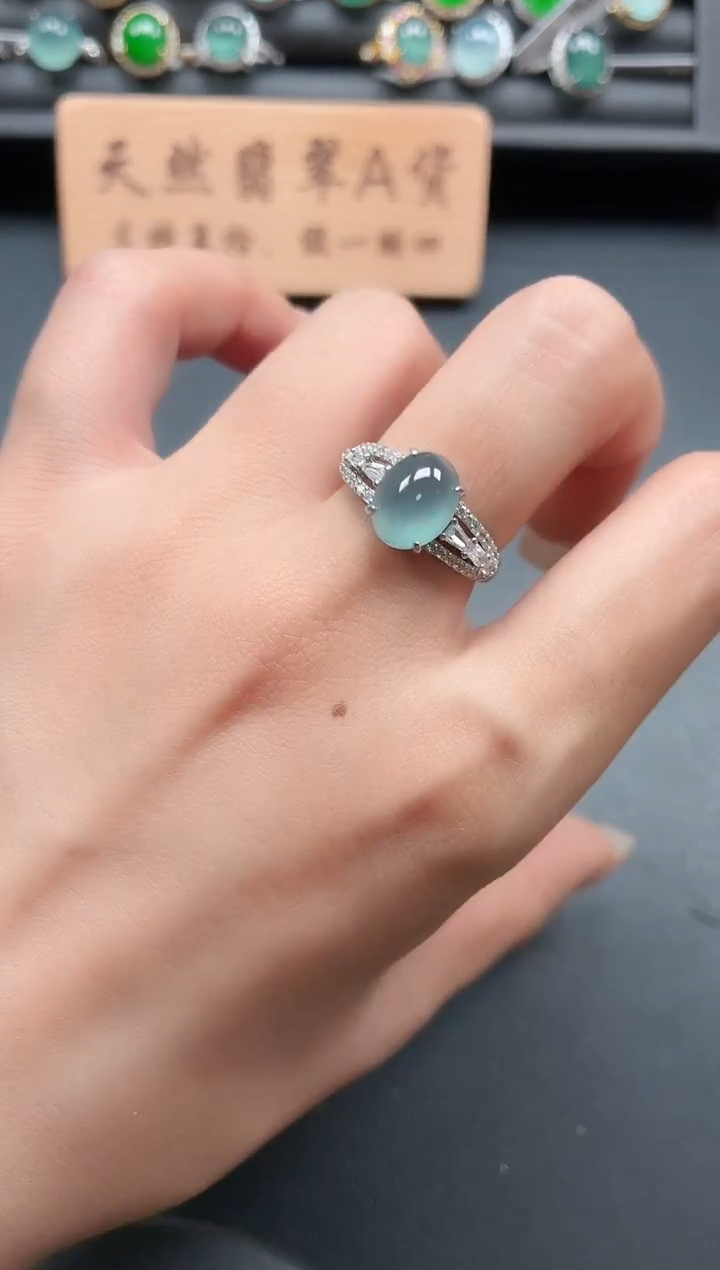 银S925镶嵌戒指翡翠111