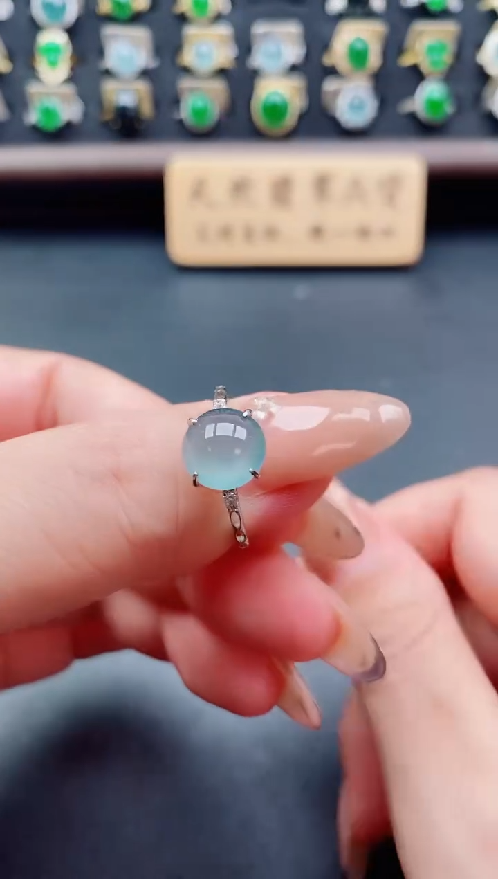 银S925镶嵌戒指翡翠1