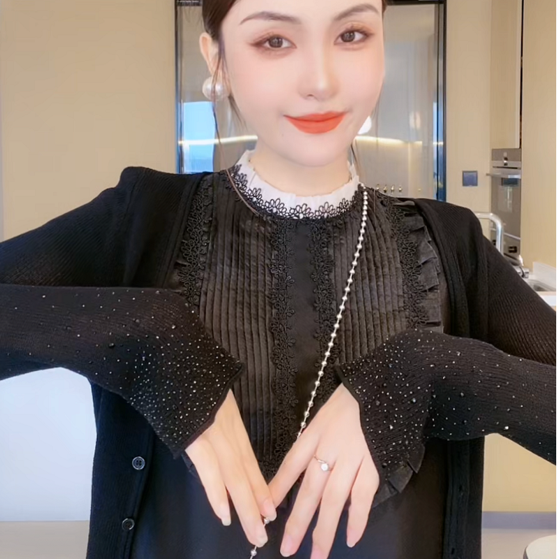 M9A84024-针织开衫气质名媛女款春夏季旗袍吊带连衣裙外披配裙子