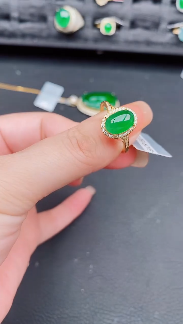 翡翠戒指银S925镶嵌天然a货翡翠319