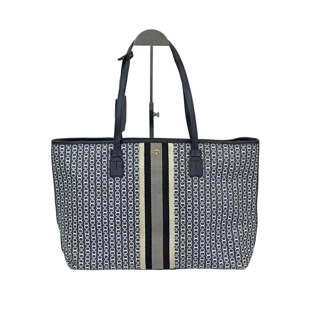 95新 TORY BURCH/汤丽柏琦 帆布拼皮大LOGO手提托特包 XY-60087