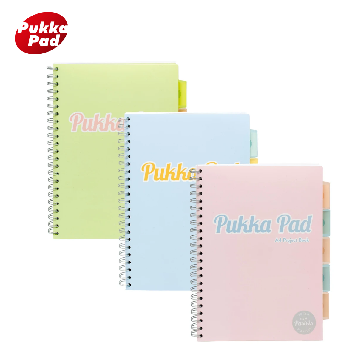 Pukka Pad 淡彩科目插袋彩色PP加厚封面防水笔记本加厚纸线圈本