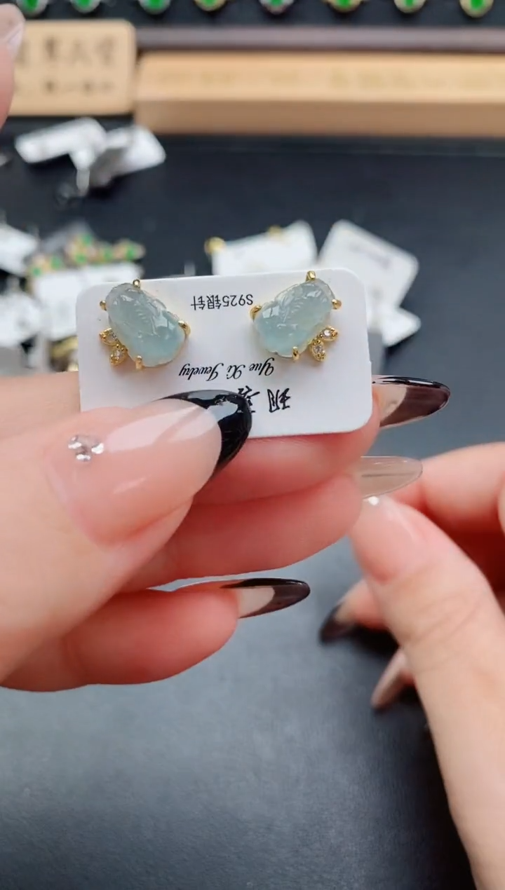 银S925镶嵌戒指翡翠1