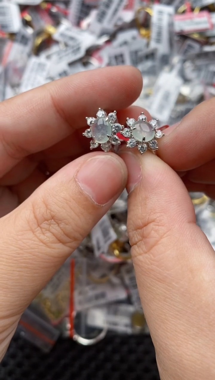 【闪购商品】翡翠戒指银S925镶嵌5555---8