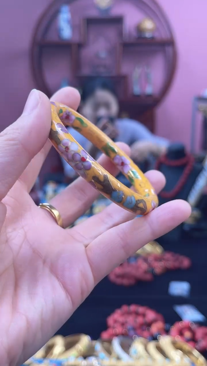 非遗 景泰蓝 公主镯 细 55 黄色