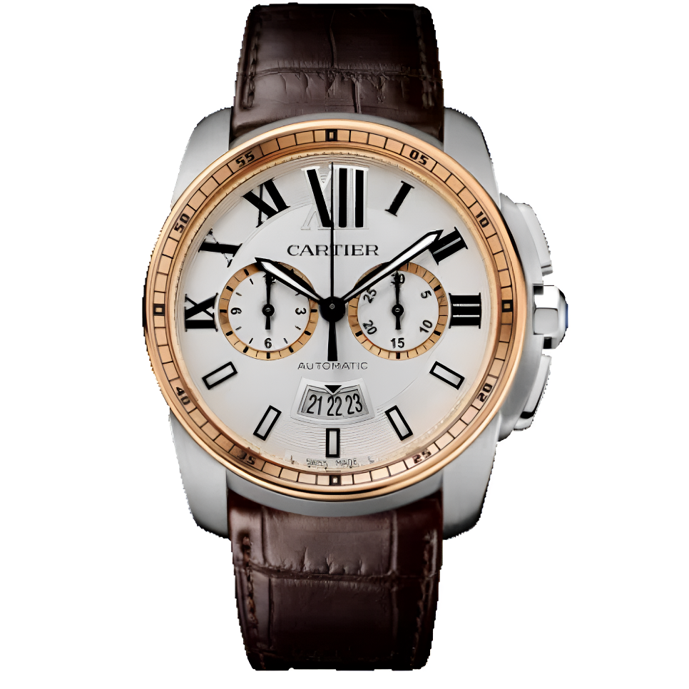 99新 Cartier/卡地亚 卡利博玫瑰金/42mm/双眼计时/W7100043/男表