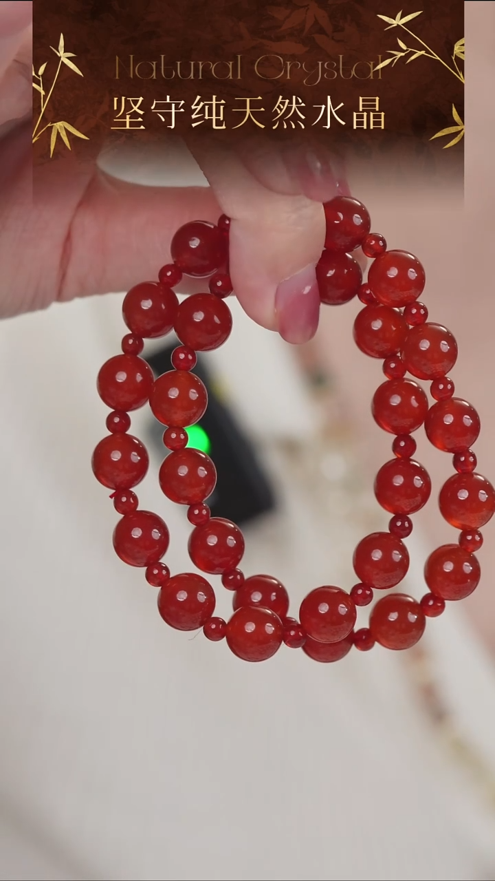 未镶嵌手串玛瑙/玉髓高品纯天然中国红双圈玛瑙手串