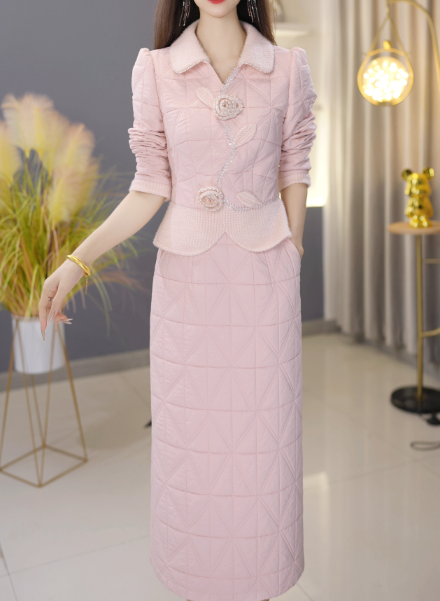 【套装定制】C1380上衣配半身裙两件套优雅时尚减龄收腰显瘦冬季