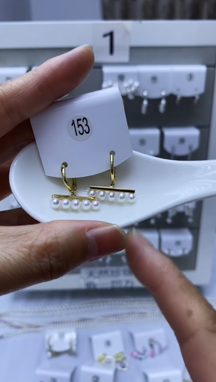 银S925镶嵌耳饰淡水珍珠153