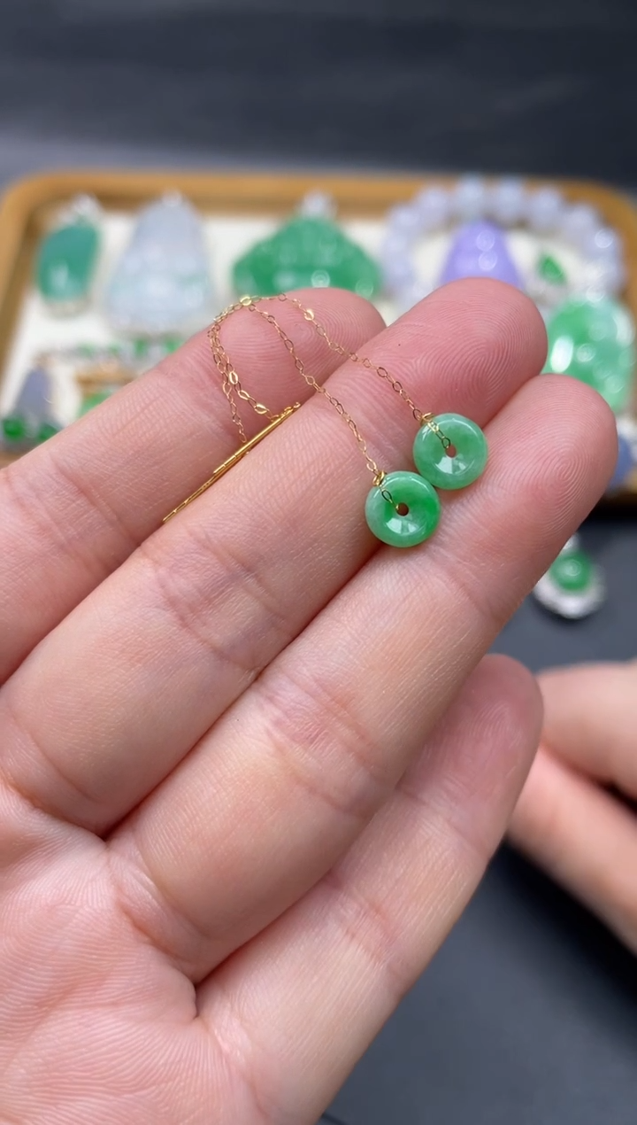 【闪购商品】翡翠耳饰18K金镶嵌6..........