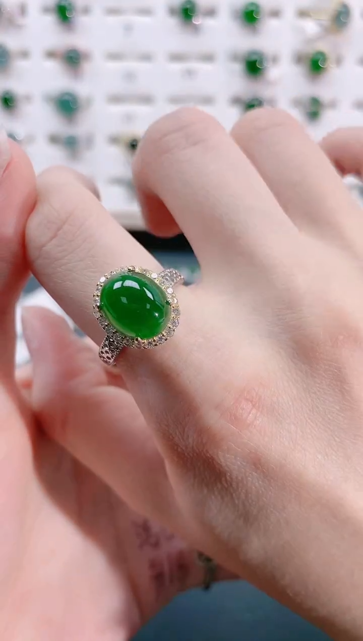 【闪购商品】翡翠戒指银S925镶嵌天然翡翠