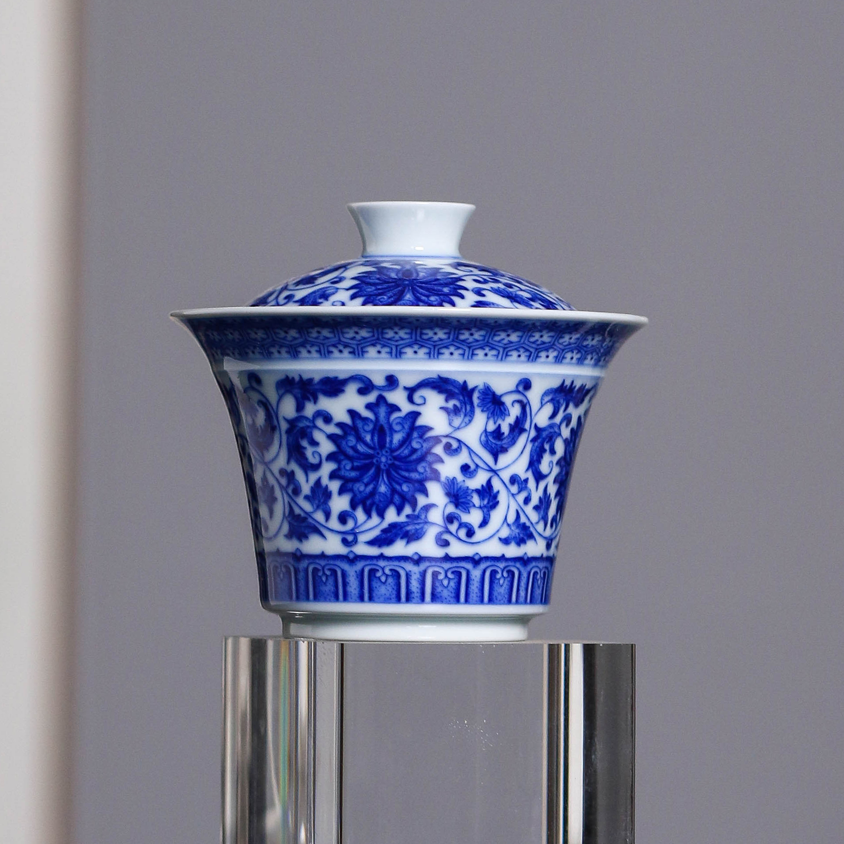 【青花缠之莲】007纯手工手绘仿雍正青花缠枝莲两才超润超好用盖碗