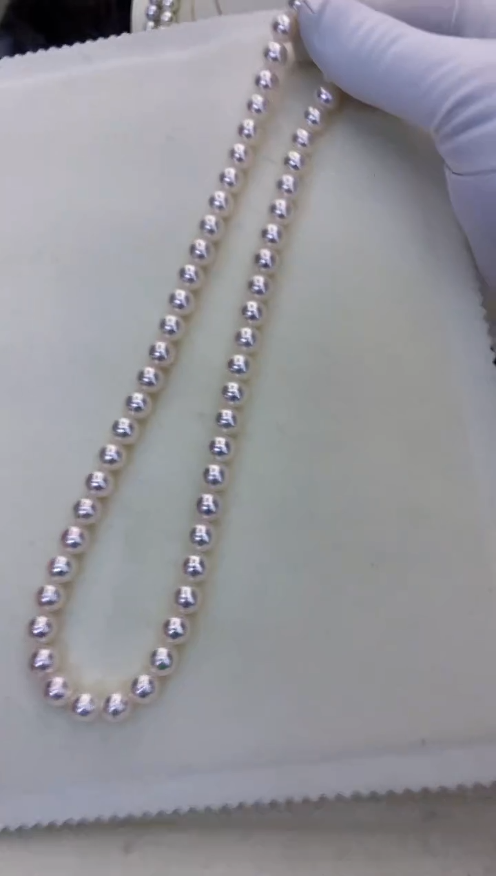 银S925镶嵌海水珍珠饰品7-8满珠链