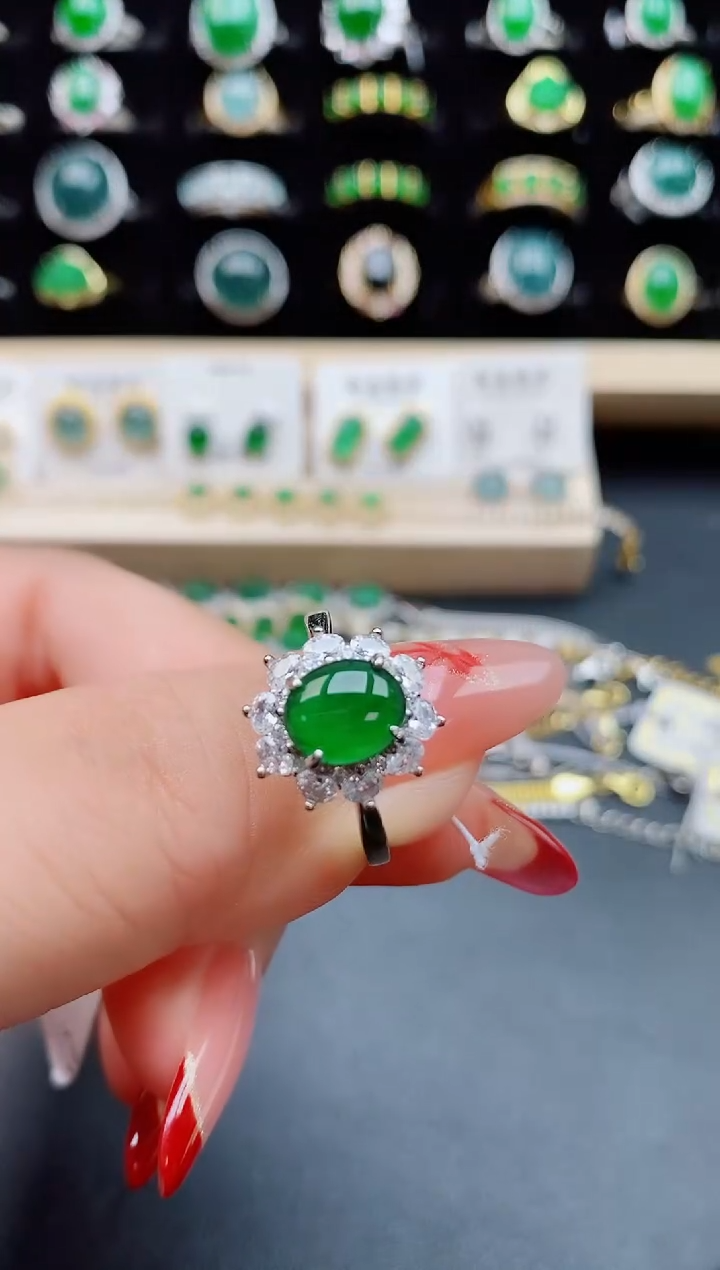 【闪购商品】翡翠戒指银S925镶嵌321321