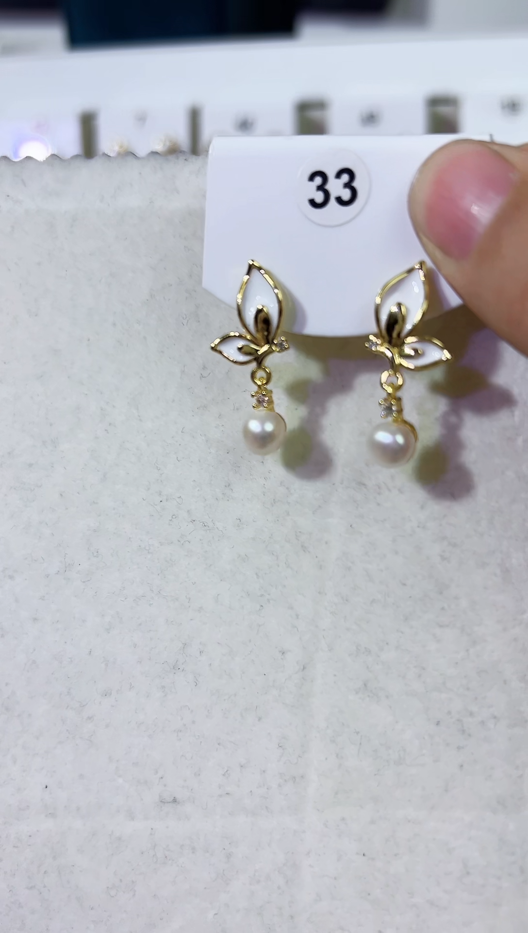 合金淡水珍珠耳饰蝴蝶耳饰