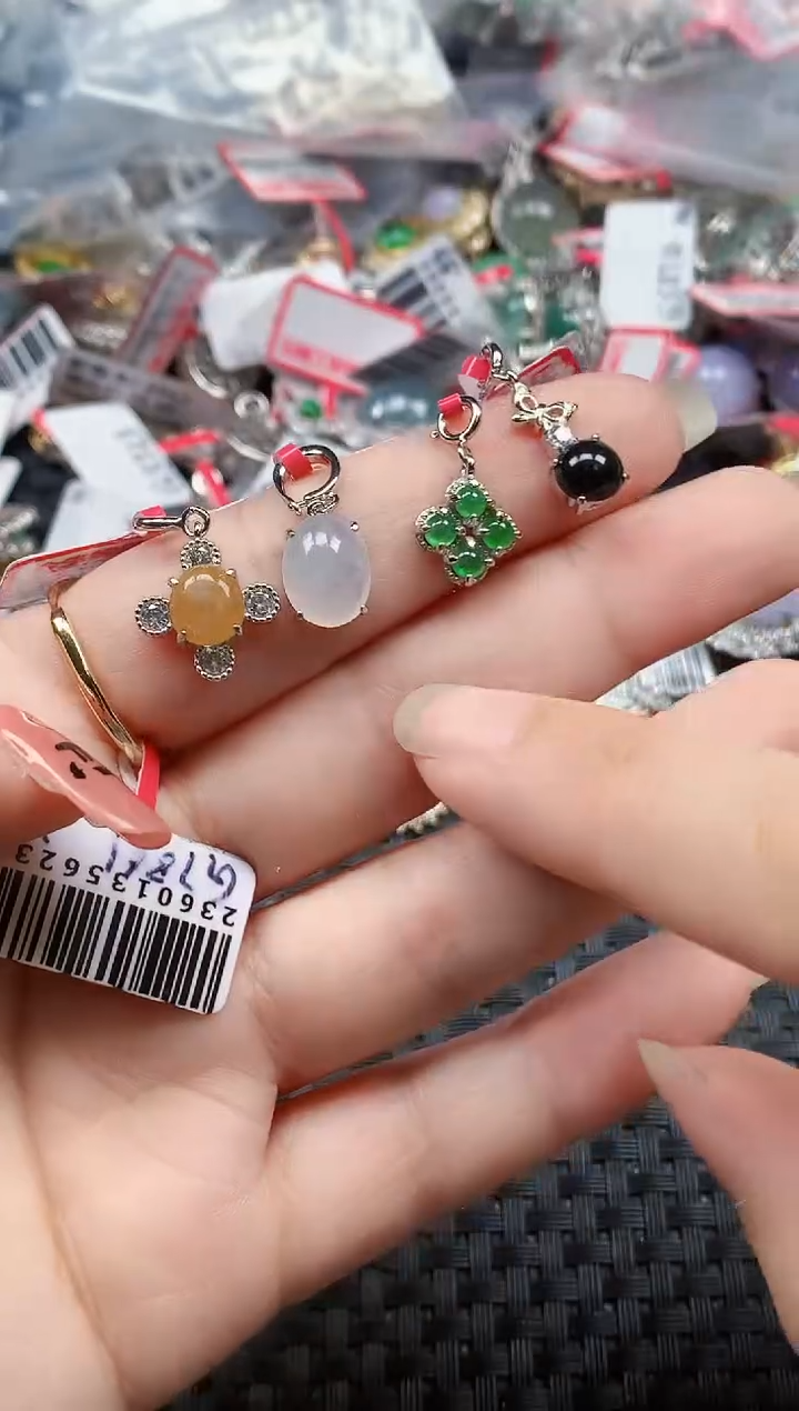 银S925镶嵌戒指翡翠天然A货缅甸翡翠