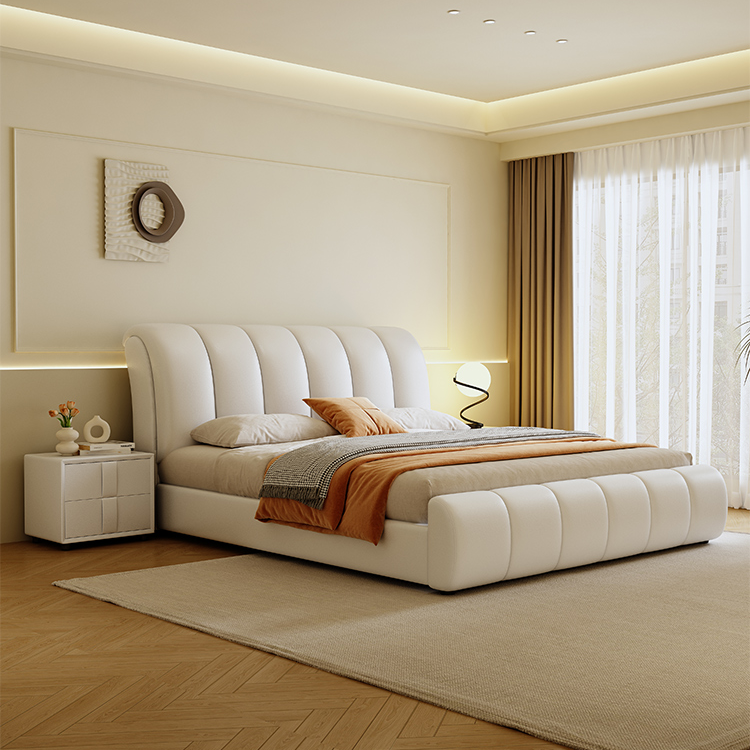 真皮床现代简约主卧双人软包实木床网红高端大气储物婚床x2