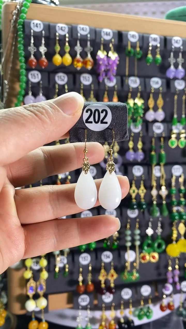 【闪购商品】和田玉耳饰银S925镶嵌202