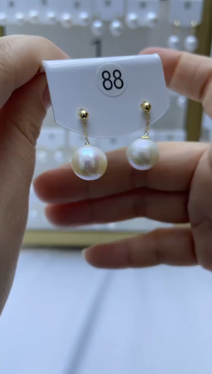 18K金镶嵌耳饰淡水珍珠88
