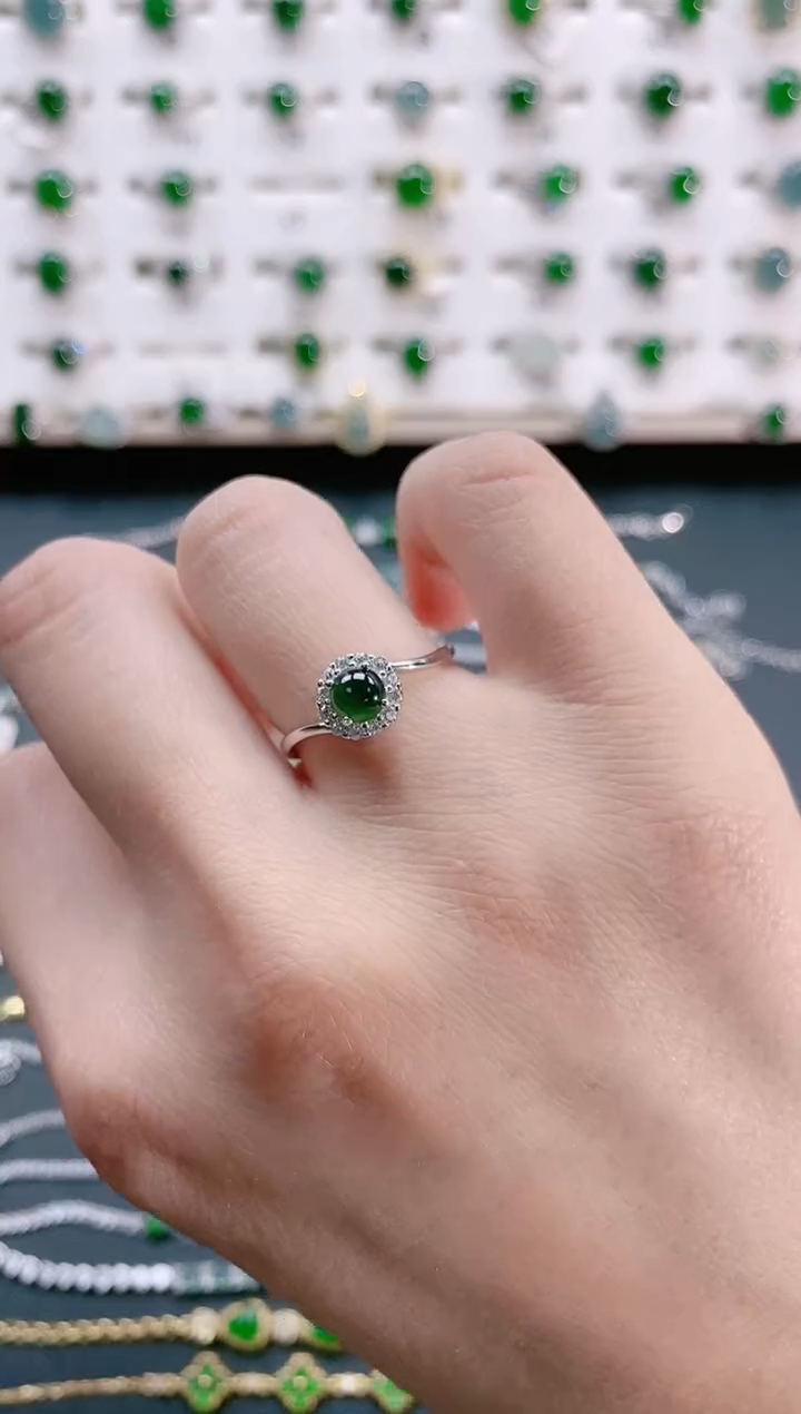 【闪购商品】翡翠戒指银S925镶嵌天然翡翠