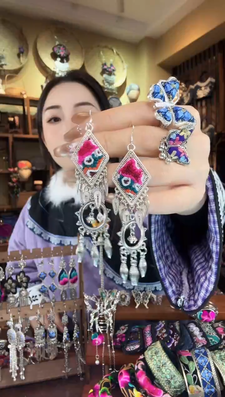 刺绣非遗刺绣民族风耳环