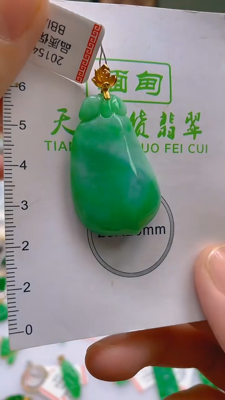 翡翠18K金镶嵌颈饰天然翡翠A货，支持复检