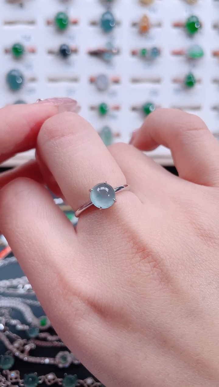 银S925镶嵌戒指翡翠天然翡翠