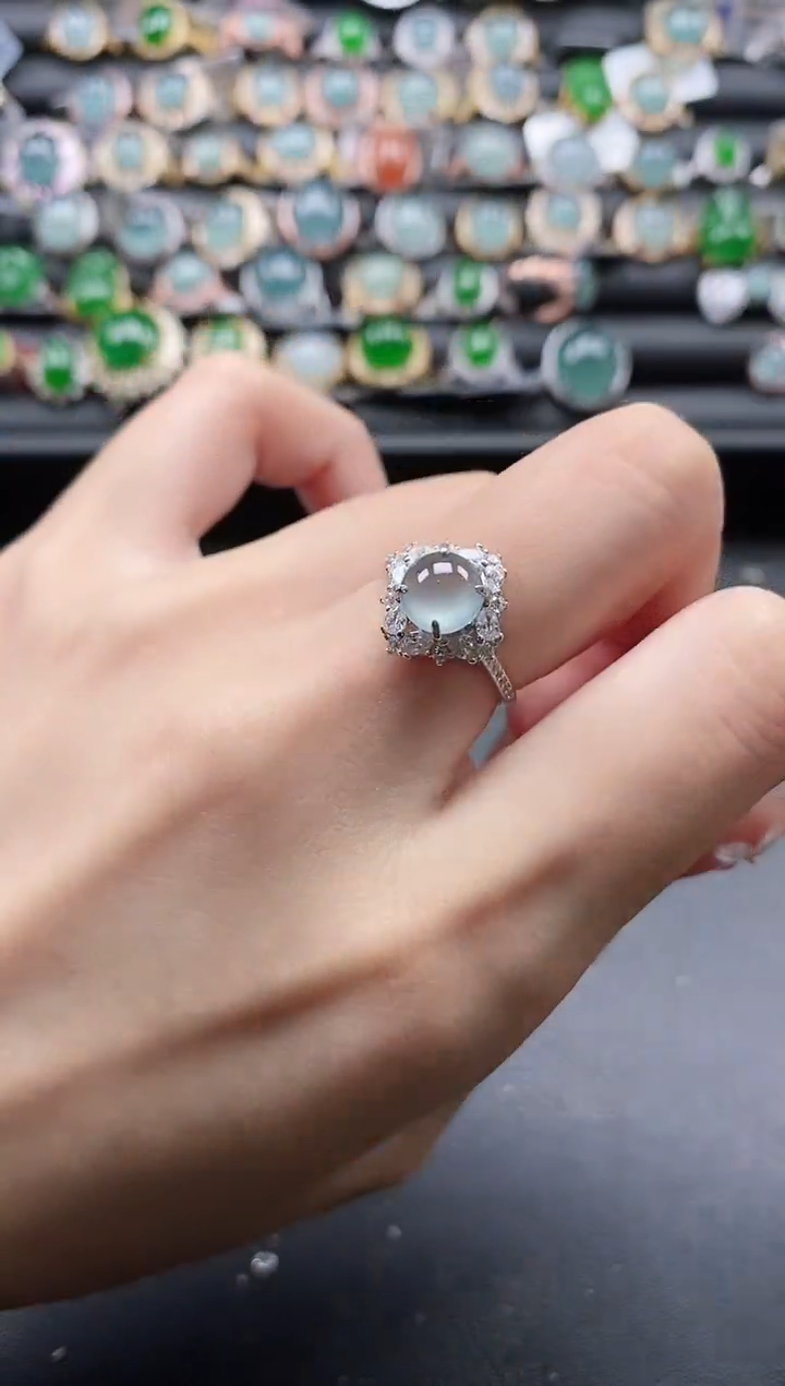 【闪购商品】翡翠戒指银S925镶嵌51151