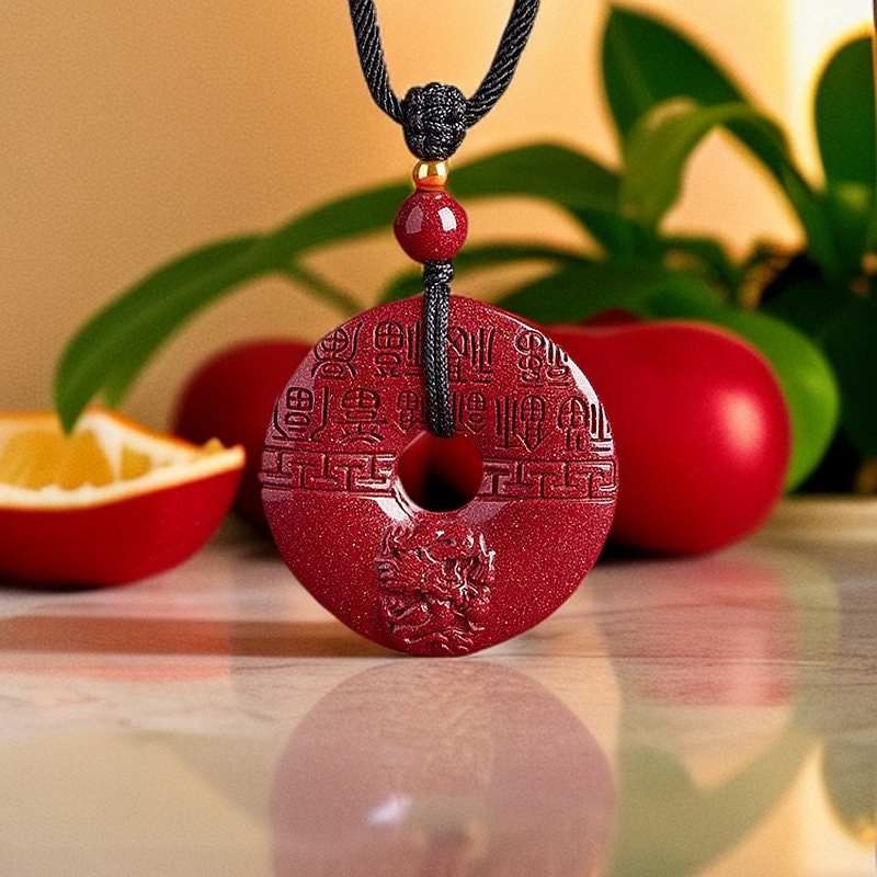 含辰砂工艺品天然朱砂生肖平安扣吊坠十二生肖男女款本命年项