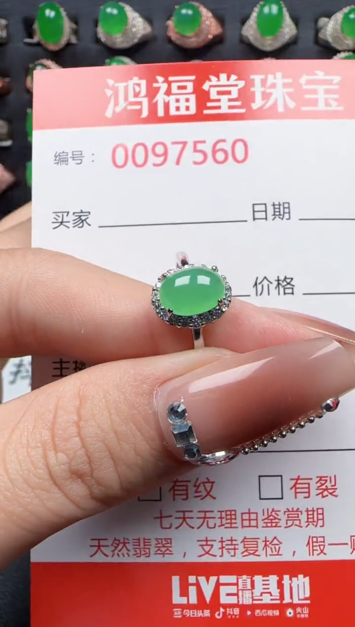 【闪购商品】翡翠戒指银S925镶嵌7560