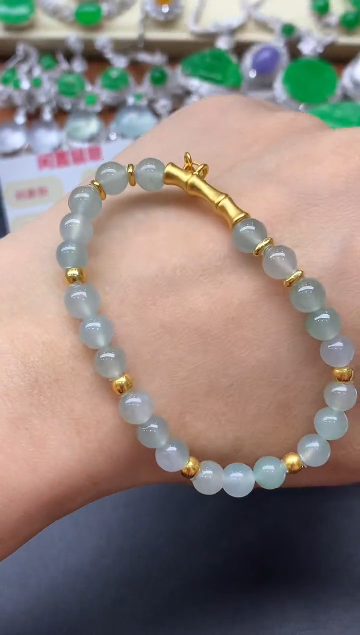 18K金镶嵌手链翡翠447-中国好珍宝