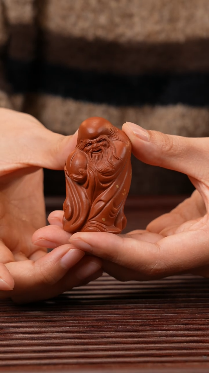 【闪购商品】紫砂茶宠寿星（描金）