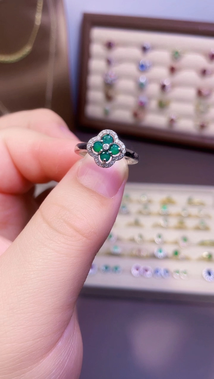 【闪购商品】祖母绿戒指银S925镶嵌1