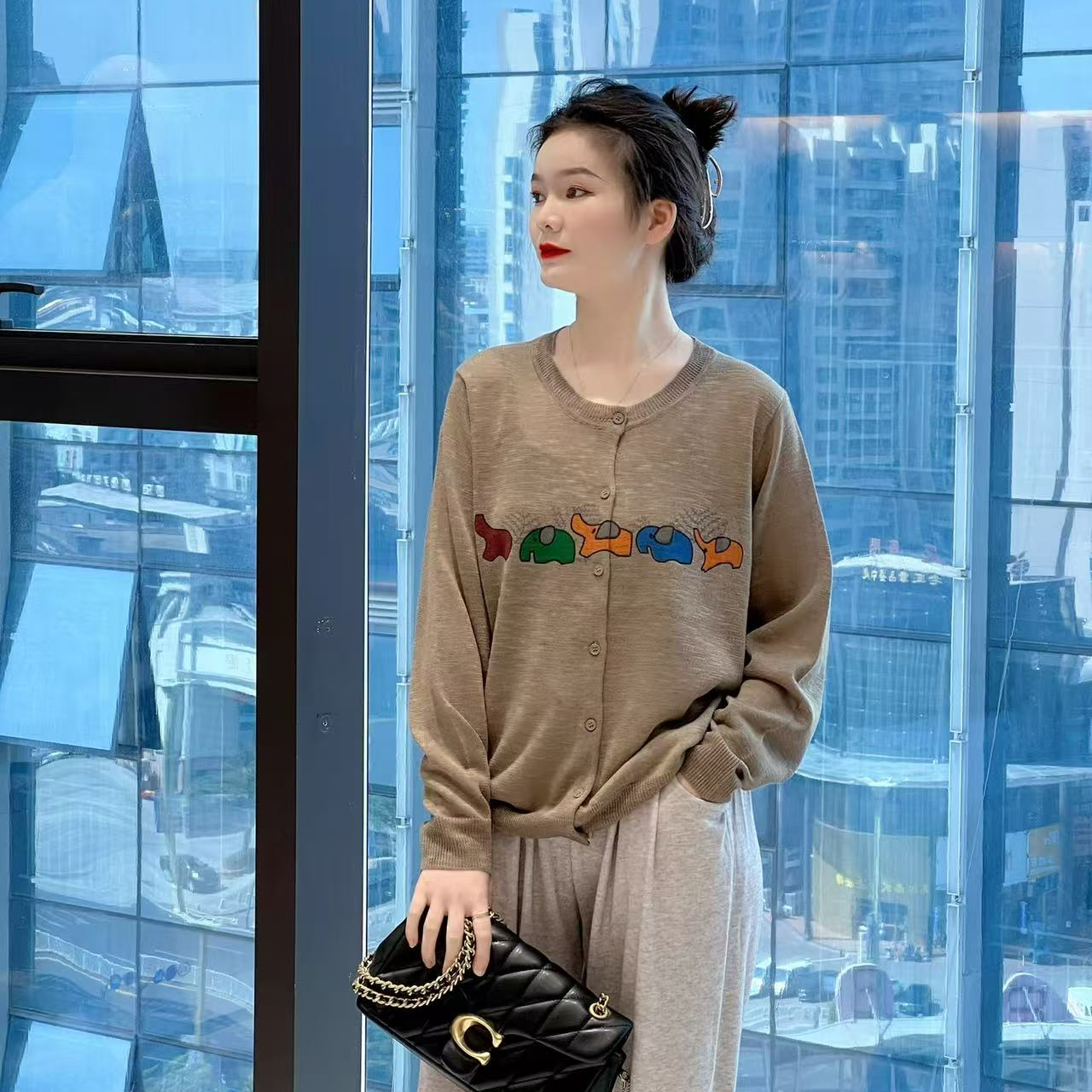 普拉那 572  印花长袖亚麻春秋夏季新款防晒宽松开衫薄款上衣