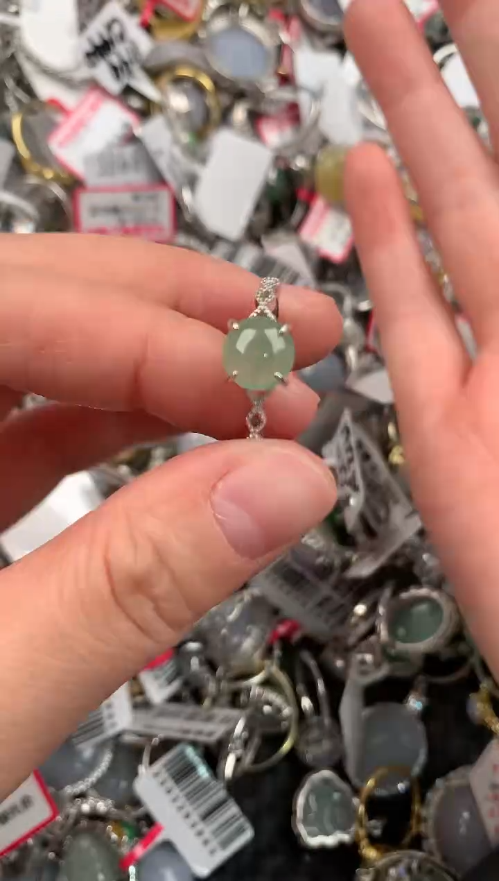 银S925镶嵌戒指翡翠222          10