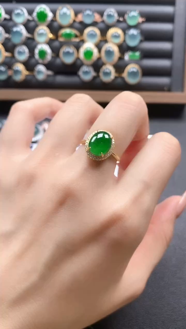 银S925镶嵌戒指翡翠51511